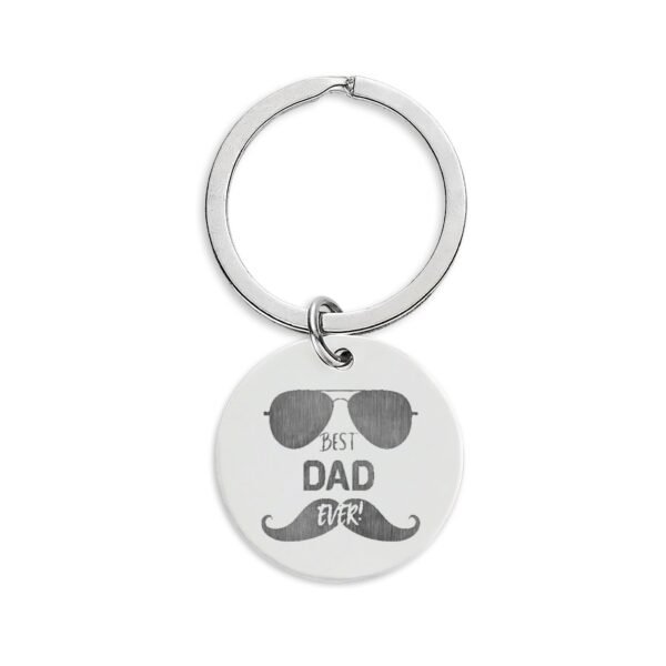 "Best Dad Ever" Engraved Stainless Steel Keychain