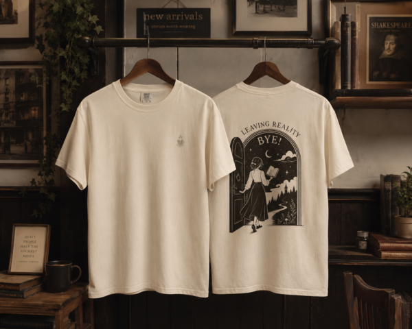 Leaving Reality, Bye! — Bookish Graphic Tee in Ivory