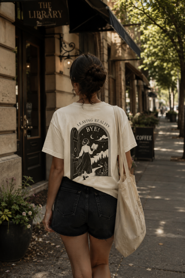 Leaving Reality, Bye! — Bookish Graphic Tee in Ivory