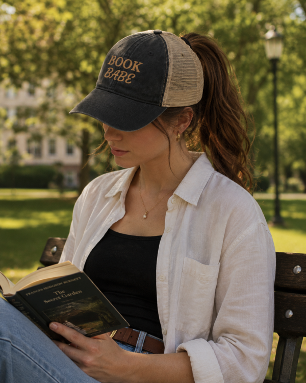 Book Babe Ponytail Trucker Hat