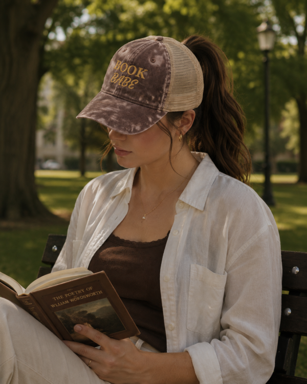 Book Babe Ponytail Trucker Hat