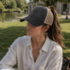 Ember Brew Logo Ponytail Trucker Hat | Tonal Embroidered Bookish Cap