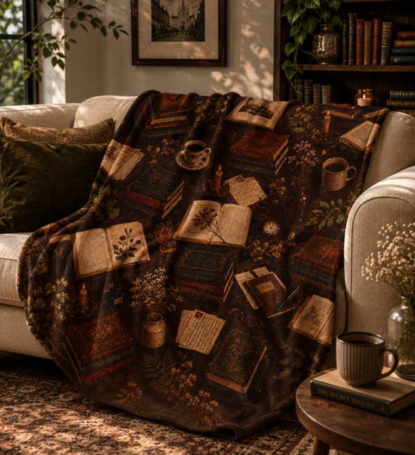 Dark Academia Bookish Blanket