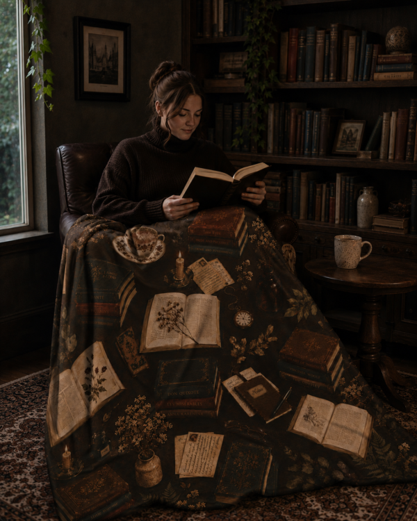 Dark Academia Bookish Blanket