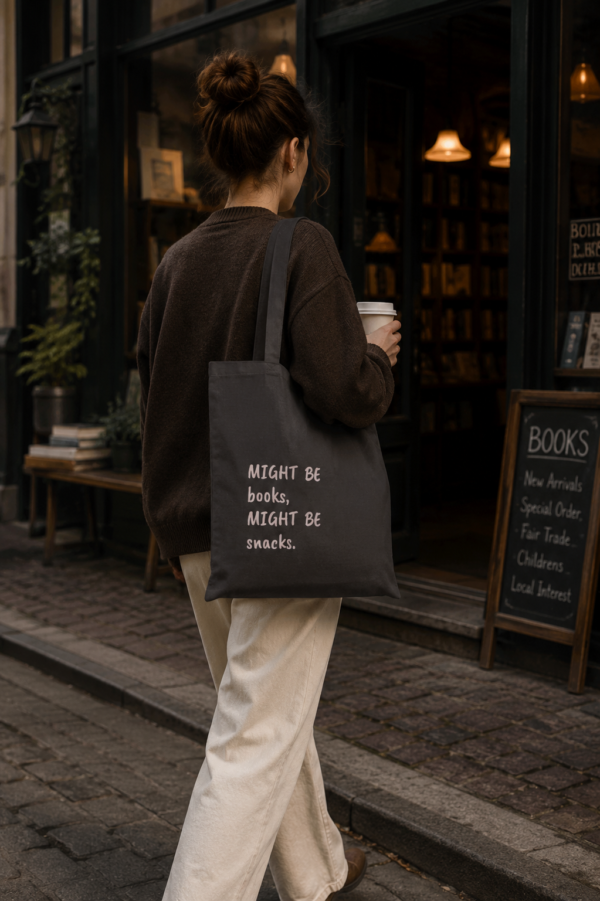 "Might Be Books, Might Be Snacks" Canvas Tote Bag