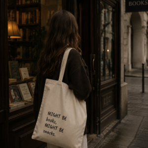 "Might Be Books, Might Be Snacks" Canvas Tote Bag