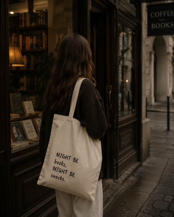 "Might Be Books, Might Be Snacks" Canvas Tote Bag