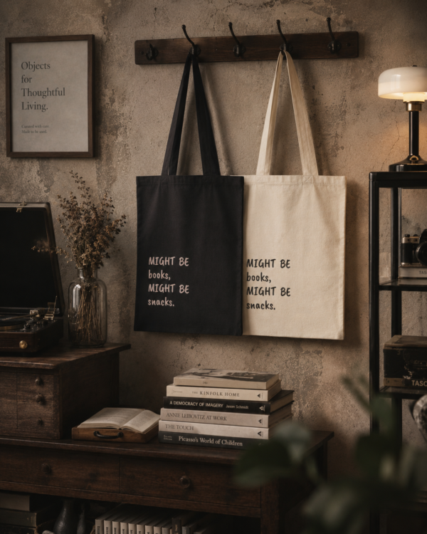"Might Be Books, Might Be Snacks" Canvas Tote Bag