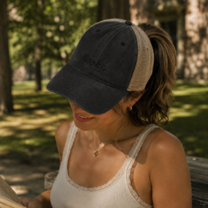 Books Ponytail Trucker Hat | Bookish Embroidered Cap