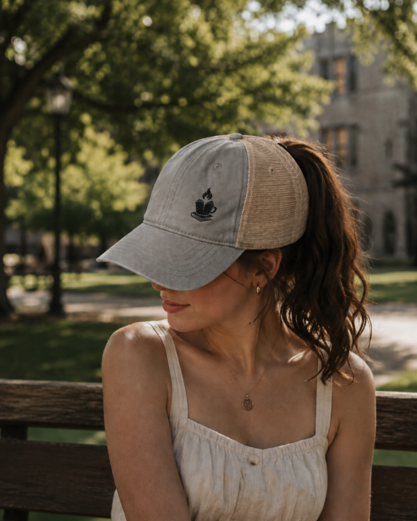 20260521214629-1f1555e8-674e-6884-b2f7-027beed080e6.png Ember Brew Logo Ponytail Trucker Hat