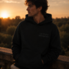 Monochromatic Embroidered Black Hoodie — "I LIKE BOOKS MORE THAN PEOPLE"