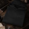 Monochromatic Embroidered Black Hoodie — "I LIKE BOOKS MORE THAN PEOPLE"